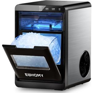 EUHOMY Nugget Ice Maker Countertop, 40Lbs/24H Pebble Ice Maker Machine, Self-Cleaning Countertop Sonic Ice Makers with Ice Scoop&Basket, Pellet Ice Maker Machine for Home/Kitchen/Office (Black)