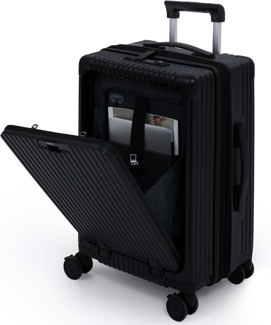 Nobl Travel Carry on Expandable Luggage, Aluminum Frame Hard Shell Suitcase, 22.5" x 14.2" x 9.8", 45L