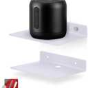 BRAINWAVZ 2-Pack 6" Floating Metal Wall Shelf for Books, Organizer, Speakers, Plants, Cameras, Books, Decor Display, Storage, Routers & More Wide Universal Holder Shelf (White)