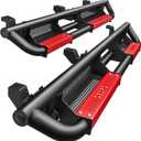 OEDRO Running Boards Compatible with 2007-2018 Jeep Wrangler JK Unlimited JKU 4 Door, Drop Side Steps Rails, Black and Red Nerf Bar