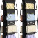 2 Packs 8 Pockets Black Handbag Hanging Purse Organizer for Closet, Purse Storage, Purse Hanger and Handbag Organizer for Space Saving