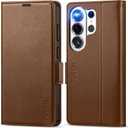 TUCCH Case Wallet for Galaxy S26 Ultra 5G, Magnetic PU Leather Kickstand [RFID Blocking] 4 Card Slot Protective Flip Cover with [TPU Shockproof Interior Case] Compatible with Galaxy S26 Ultra, Brown