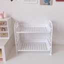 2-Tier Foldable Desktop Shelf, Stackable Organizer for Cosmetics, Stationery, Kitchen & Bathroom Storage, Space-Saving Double Layer Rack