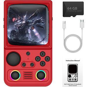 R36TMAX Retro Handheld Game Console, Red
