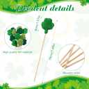 12 Pcs St Patricks Day Picks Felt Clover Picks Shamrock Flower Felt Stick Use as Gift Artificial Bouquet Centerpiece Vase Filler Cake Topper DIY Crafting St. Patrick's Day Decor (Green)