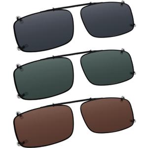 Easy clip Spring Polarized Clip On Sunglasses (Black, M)