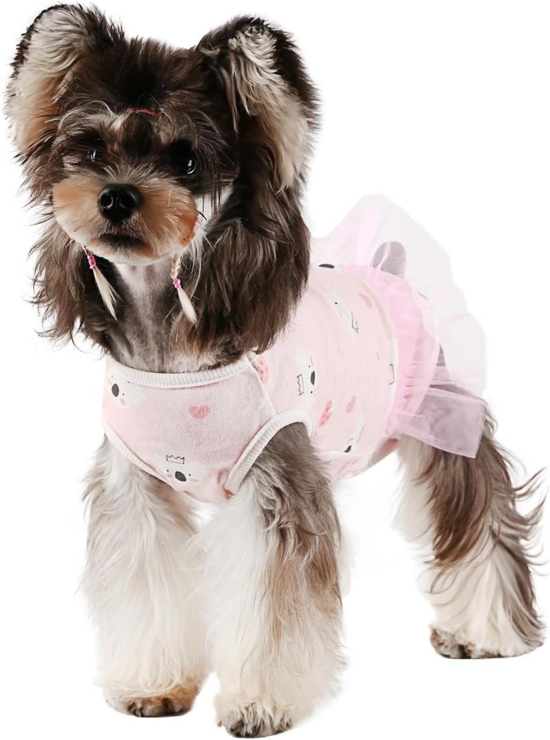 Etdane Dog Period Diapers Small Dog Sanitary Panties Period Suit for Male Female Dogs Diaper Cover for Heat Pink Koala/L