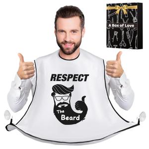 Beard Bib Apron, Beard Trimming Catcher for Men Shaving Hair Clippings Non-Stick Waterproof Grooming Cloth