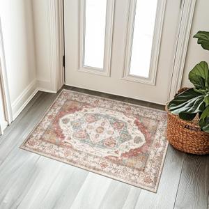 2x3 Area Rug Vintage Machine Washable Low Pile Carpet No Shedding Area Rugs for Living Room Bedroom Dining Room Kitchen Entryway Hallway Office Indoor-Brick/Pink 2x3 Area Rug Vintage Machine Washable Low Pile Carpet No Shedding Area Rugs for Living Room Bedroom Dining Room Kitchen Entryway Hallway Office Indoor-Brick/Pink