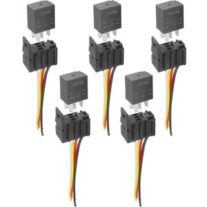 5 Pack 40/30 AMP Relay,Car Accessories Relays,4 Pin 5 Pin 12V Relay with Harness,Automotive Relay Switch Socket Plug Wire Harness,Car Relay,Fit for Car Truck Van Motorcycle Boat (30A 4Pin SPST)
