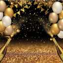 Qian Black Golden Balloons Photography Background Gold Champagne Bokeh Photo Backdrops for Graduation Prom Holiday Party Supplies Father's Day Birthday Decoration Studio Props Banner 8x6ft