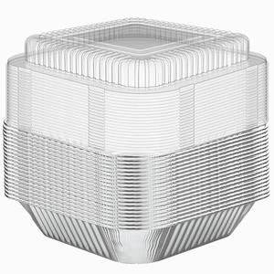 WANBAO 20 Pack Foil Pans with Plastic Lids 8 X 8 Inch Disposable Aluminum Tin Foil Baking Pans Meal Prep for Catering Party Meal Prep, Take Out, Freeze, Food Storage, Prepping Food