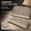 FZJDSD Med Prairie Tan Full Bench Seat Cover Replacement Compatible with Ford F250 F350 F450 F550 XL 1999-2002 Front Bottom & Top Microfiber Leather Work Truck #KH VH VX KX Fits Crew/Quad/Single Cab