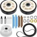 12001541 303373K Dryer Drum Roller & WP33002535 Belt & 306508 Tumbler Bearing & 6-3700340 Idler Pulley Kit for Maytag Neptun Atlantis MDE6000AYW MDE5500AYW MDE9206AYW MDE9706AYW MDE4000AYW