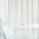 Riyidecor PEVA Thin Clear Shower Curtain LinerWeighted MagnetPlastic Holographic Glitter Star Premium Lighweight Water Repellent Rust Proof Grommet for Bathroom Waterproof 12 Pack Hooks 72Wx72H Inch (01magnet)