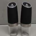 XinXu Gravity Electric Pepper and Salt Grinder Set, Adjustable Coarseness, with LED Light, One Hand Automatic Operation (Set/Black X) (2.5*2.5*7.9inch)