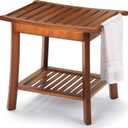 Rengue Teak Shower Bench 2-Tier Wood Shower Bench with Storage and Towel Rack, Bathroom Shower Seat Stool, 23.7 x 12.9 x 18.4 Inches, Ideal for Indoor Use
