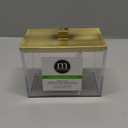 mDesign Modern Square Bathroom Vanity Countertop Storage Organizer Canister Jar for Cotton Swabs, Rounds, Balls, Makeup Sponges, Bath Salts - 2 Divided Sections - Clear/Soft Brass