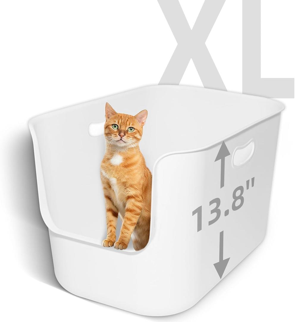 Extra Large High Sided Litter Box,22.6"14.8"13.8" XL Cat Litter Box for Indoor Cats,Jumbo Cat Box for Big Cats,Open Top Tall Litter Pan with High Wall,Easy to Clean,Anti-Splashing Design