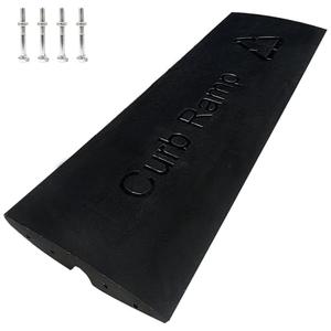WKINGBOOM All Black Rubber Driveway Ramps 66139lbs Capacity Low Profile Car Threshold Ramp Curbside Bridge Ramps for Loading Dock, Garage, Sidewalk, Truck, Scooter, Bike, Motorcycle & Wheelchair 16*48 Inch