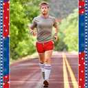 6 Pcs 80s Costume for Men 90s Workout Outfit Set Shorts Striped Sweatbands Headband Socks for Women Party Cosplay