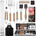 Kaluns Grilling Accessories, Dad Gifts for Christams Grilling Gifts, Heavy Duty Stainless Steel BBQ Grill Tools Set for Outdoor Grill with Aluminum Case and Apron, Dad Birthday Gifts for Men Husband