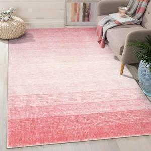 Wonnitar Washable 3x5 Area Rug, Pink Rugs for Girls Bedroom, Contemporary Ombre Nursery Soft Mat for Baby Girl, Modern Non-Skid Faux Wool Indoor Carpet for Bathroom Dorm Bedside (Pink,3'x5')