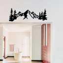 Yuzhuo Metal Mountain Wall Art Decor, Mountain Forest Silhouette Art Suitable for Living Room Bedroom Indoor Outdoor Garden Home Decoration (34.5"L x 11"W, Black)