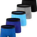 Incontinence Underwear for Men, 100ML Cotton Washable Leak-Proof Reusable Absorbent Long Leg Boxer Briefs 5 Pack (Medium)