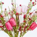 WDS WONDROUS 6Pcs Valentine's Day Artificial Flowers, 15.7 Inch Tulip Heart Stems with Pink White Berries for Vase Centerpiece, Wedding Home Decor