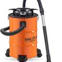 BACOENG 5.3-Gallon Ash Vacuum with Double Stage Filtration System, 10 Amp Ash Vacuum for Pellet Stoves with 1200W Powerful Suction, 5FT Metal Hose and 360 Rotating Wheel