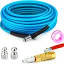 GASHER 66feet Home Dryer Vent Duct Cleaning Kit, 2 Jetter Nozzle, 1/4" NPT Ball Valve, 1/4" NPT Air Plug, 1/4"NPT Reducer Adapter