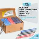 Enday Pens Ballpoint, Long Lasting Ink Pens Bulk 240 Pack (100 Black, 100 Blue & 40 Red), Smooth and Consistent Writing Pens, Medium Point (1.0mm) Flexible Round Barrel for Writing Comfort