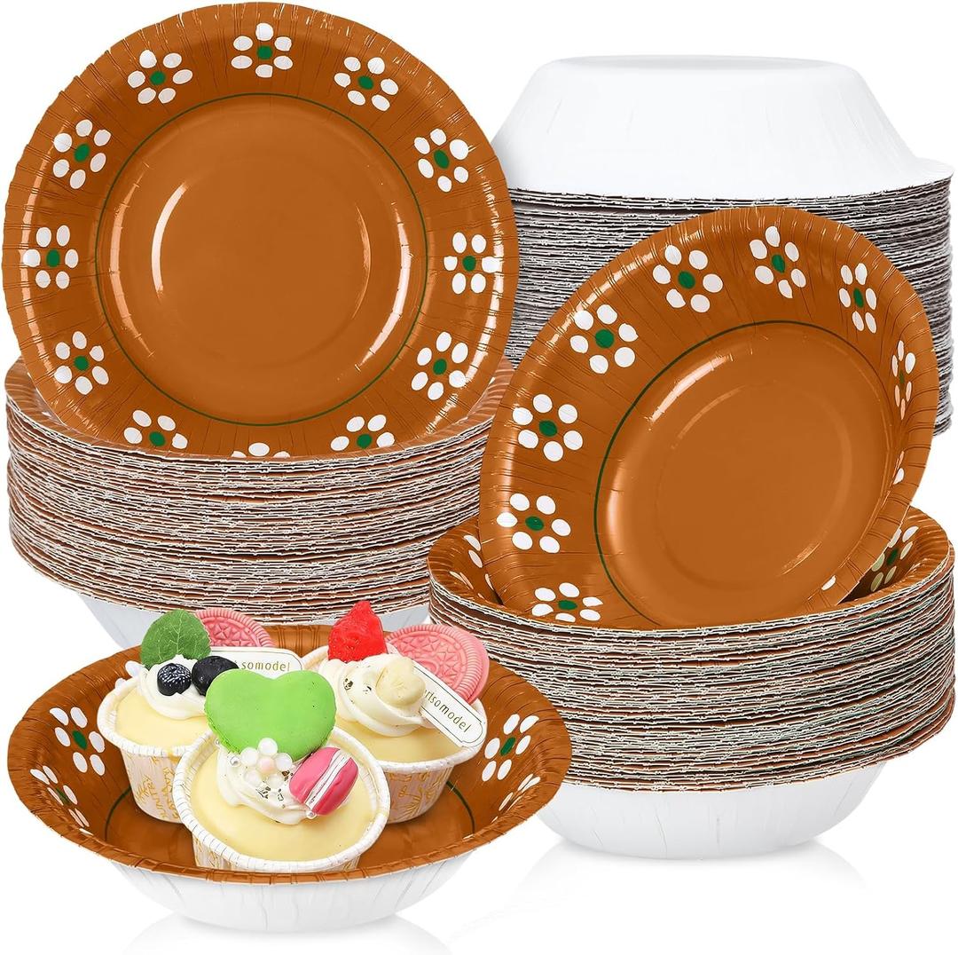 50Pcs 16 oz Platos De Barro Mexicanos Paper Bowls Mexican Party Decorations Terracotta Clay Pottery Soup Bowls Snack Dessert Bowl Mexican for Wedding Carnival Family Gatherings Birthday Party Supplies