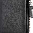 Small Wallet Women Soft Leather RFID Blocking Card Holder with Zipper Pocket Bifold wallet,Black