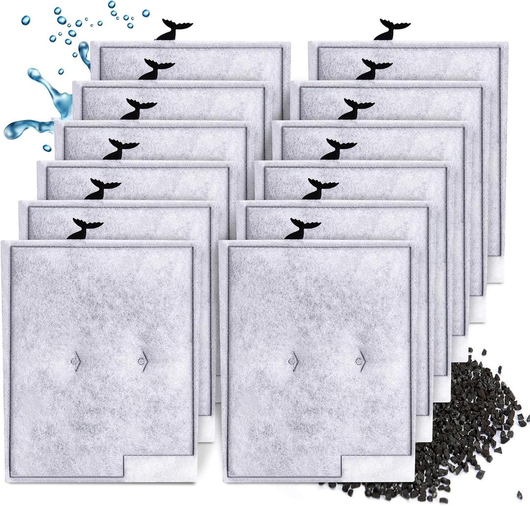 12 Pack Large Filter Cartridges Compatible with Aqueon QuietFlow Power Filter Size 20,30,50,75 & E Internal Power Filter Size 40 & Canister Filter Size 200/300/400 & Zilla Large Filter