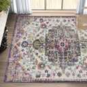 9x12 Area Rugs for Living Room Vintage Purple | Non Slip Machine Washable Rugs, Low Pile Lightweight Large Rug for Bedroom, Dining Room, Home Office