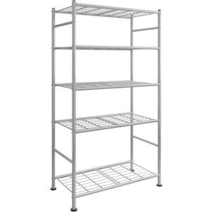 Sakugi Storage Shelves - 5 Tier Shelf Organizer, Heavy Duty Garage Shelving Unit with Leveling Feet, Stable Metal Shelves Organizer for Pantry, Kitchen and Closet, 33.0" W x 12.6" D x 72.0" H, Silver