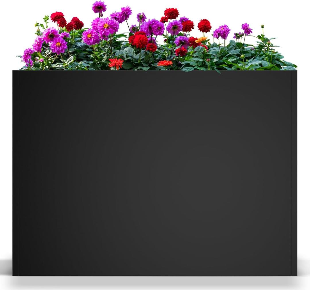 Nessxa Tall Metal Planter Box for Outdoor Plants 38" L x 13" W x 30", Heavy Duty Steel Large Rectangular Planter Box with Removable Insert Shelf, Modern Decor for Tall Plants, Trees, Flowers (Black)