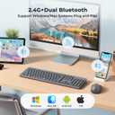 Wireless Keyboard and Mouse, Quiet Bluetooth Keyboard Mouse Set, 2.4G/Bluetooth Full-Sized Computer Keyboard, 3200 DPI Adjustable Mouse, Long-Life Battery, for PC/Laptop/Tablet/Windows/Mac