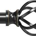 Curtain Rods for Windows 48 to 84 Inch(4-7 Feet),3/4" Diameter Black Drapery Rods with Twisted Cage Finials,Size:36-88 Inch