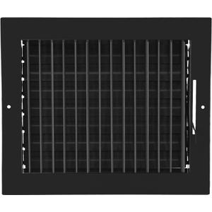 HVAC Premium 10"w X 8"h Adjustable AIR Supply Diffuser - HVAC Vent Cover Sidewall or Ceiling - Grille Register - High Airflow - Black [Outer Dimensions: 11.875"w X 10"h]