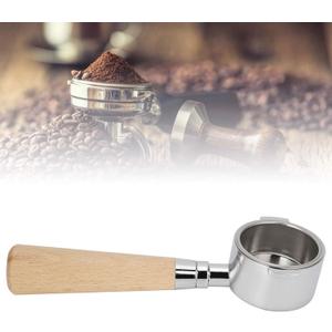 51mm Espresso Bottomless Portafilter ,Fits EC680 / EC685 Espresso Machine,304 Stainless Steel Filter Basket with Puck Screen and Walnut Handle (Wood)
