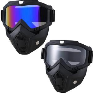 Motorcycle Helmet Riding Goggles Glasses With Removable Face Mask,Vintage Bullet Fight Motocross (Colorful/Clear)