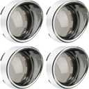 PBYMT Smoke Turn Signal Lens Cover 2" Bullet Visor-Style Chrome Bezels Compatible for Harley Touring Dyna Street Glide Road King Road Glide Softail Sportster Custom Cruiser 2000-2024 (4pcs)