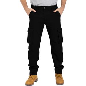 Alamo Casual Cargo Pants for Men - Stretchable, Regular Fit Cargo Work Pants for Men - 6 Pocket Outdoor Mens Work Pants (34W x 32L, Black)