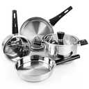 Meythway Stainless Steel Pots and Pans Set Non Toxic, 6PCs Kitchen Cookware Sets with Stay-Cool Handles, Dishwasher Safe&Compatible with All Stovetops(Gas,Electric&Induction), Missing Lid To Small Pan