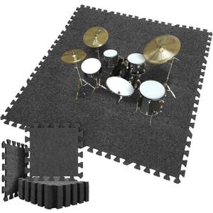 Nuanchu 20 Pcs Thick Sound Absorbing Interlocking Floor Mats, 11.8 x 11.8 Inches High Density Piano Carpet Drum Rug Sound Absorbing Rug, Non-slip Anti Vibration Soundproof Pads for Music Studio