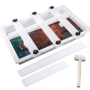 Kalinta Epoxy Mold with Divider Adjustable- 31.5x19.5x3in No-Seal Resin Mold Integrated Clamping System - Perfect for Beginners & Experienced Artists Alike - Ideal for Creative Resin Art Projects Kalinta Epoxy Mold with Divider Adjustable- 31.5x19.5x3in No-Seal Resin Mold Integrated Clamping System - Perfect for Beginners & Experienced Artists Alike - Ideal for Creative Resin Art Projects