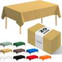 20 Pack Gold Disposable Plastic Table Cloth, 54" x 108" Rectangle Premium Disposable Tablecloth for 6 to 8 Foot Party Birthday Wedding Indoor or Outdoor (20 Pack-Rectangle, Gold)
